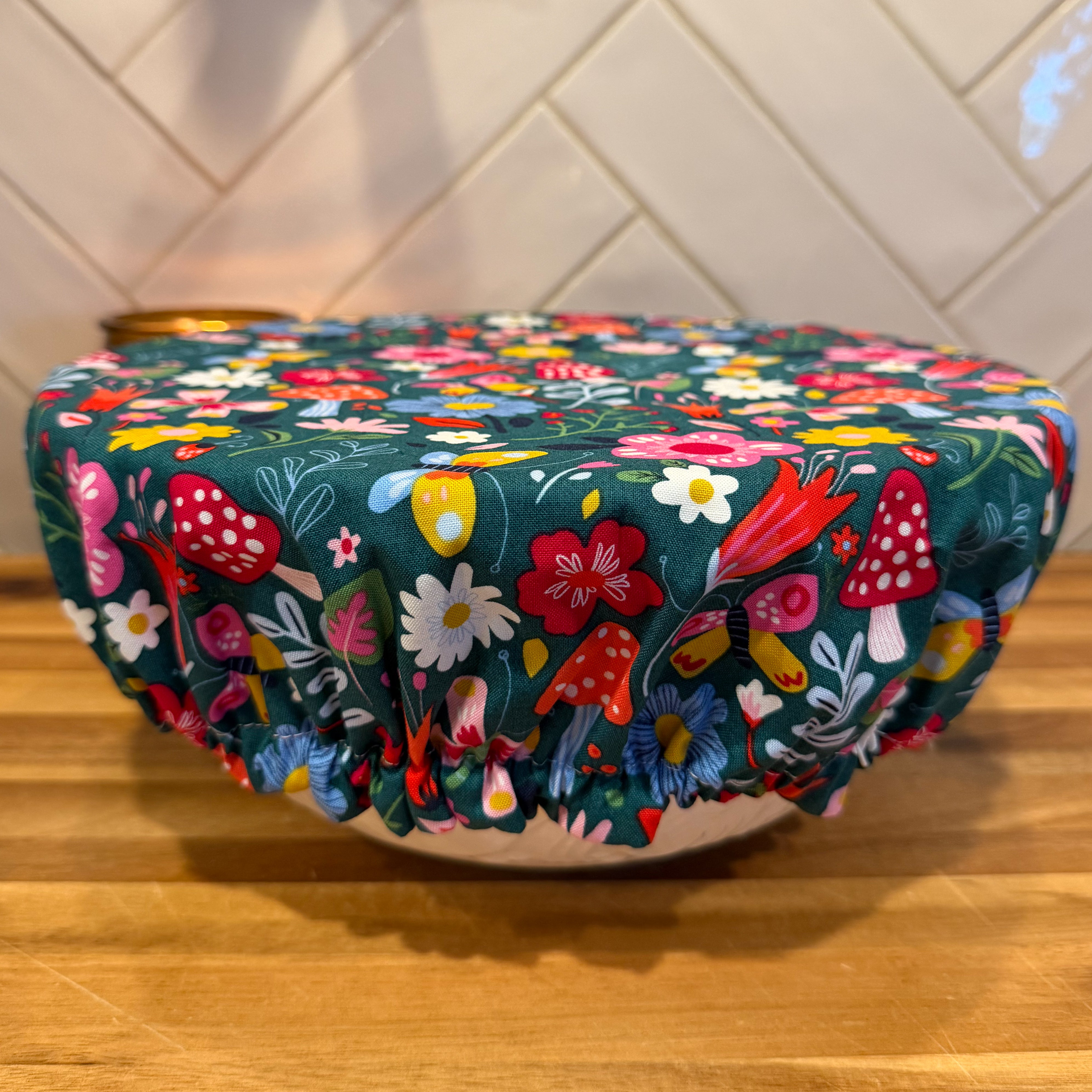 Mushroom Meadow XXL Waterproof Bowl Cover