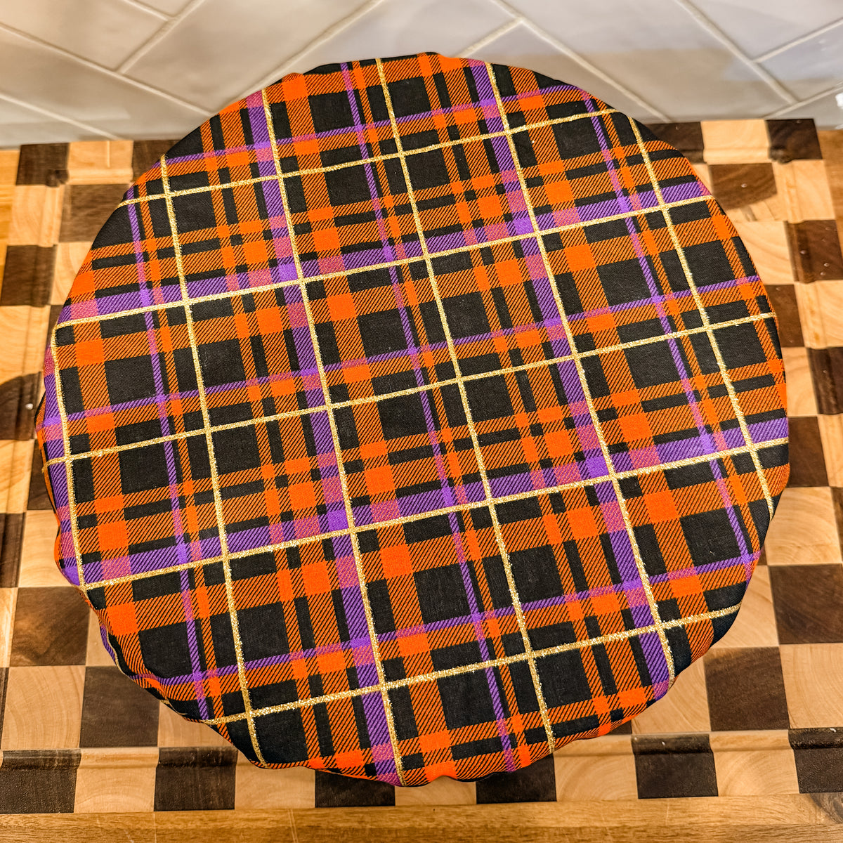 Halloween Plaid XXL Waterproof Bowl Cover