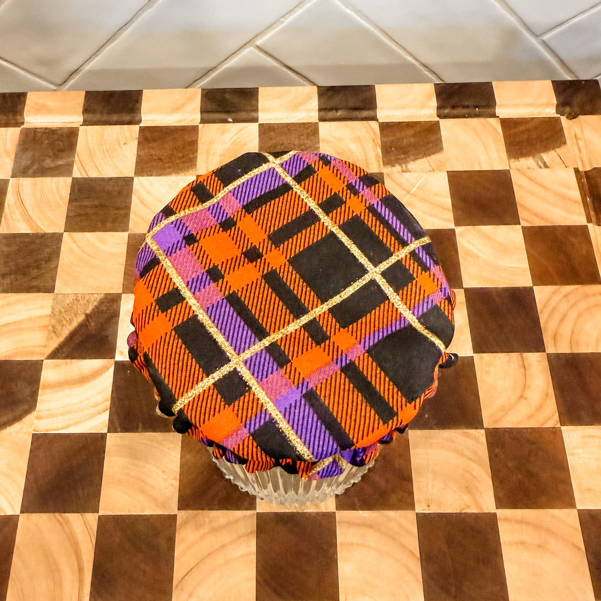 Halloween Plaid Waterproof Jar Cover