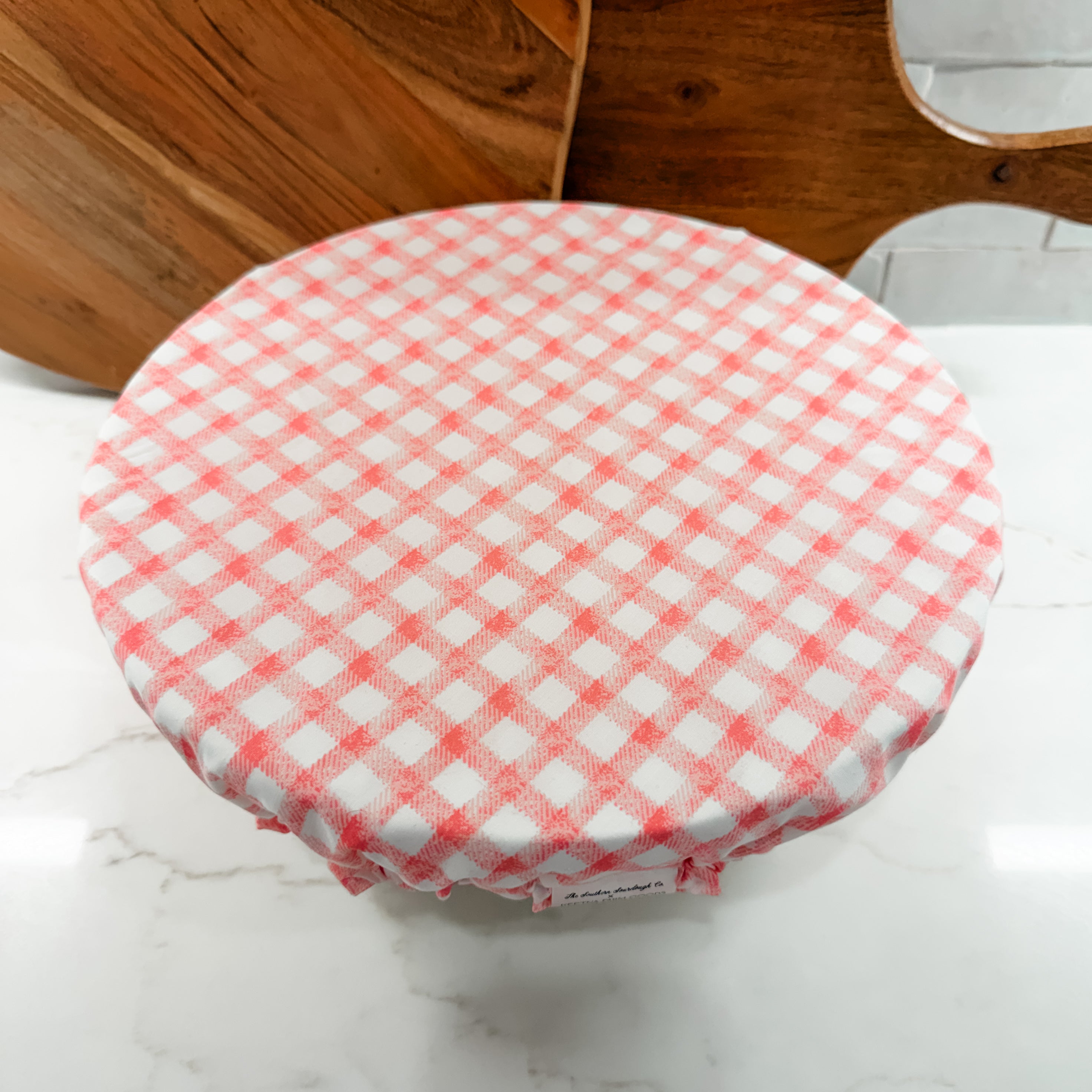 “Pink Gingham” XXL Waterproof Bowl Cover