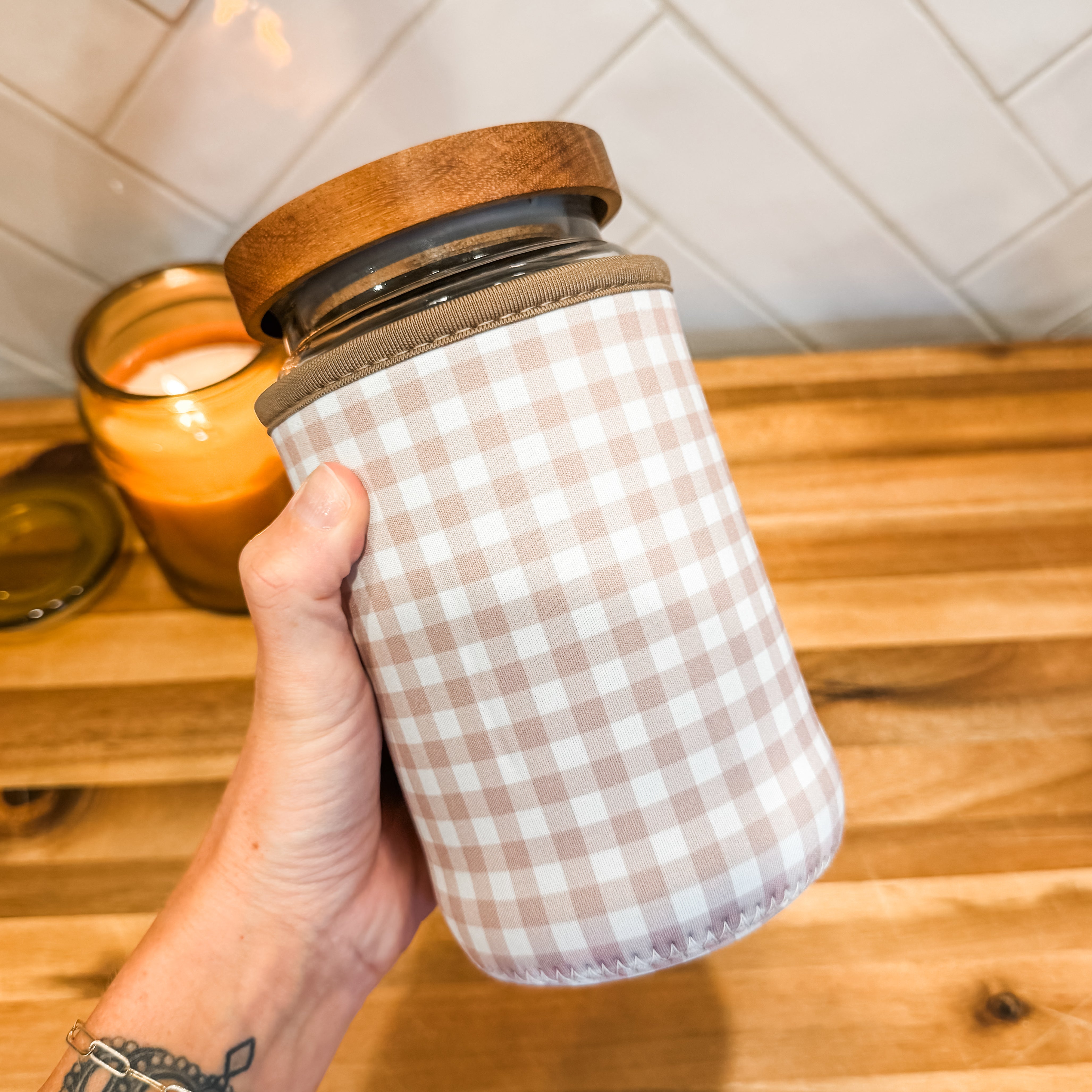 Beige Gingham Sourdough Sweater