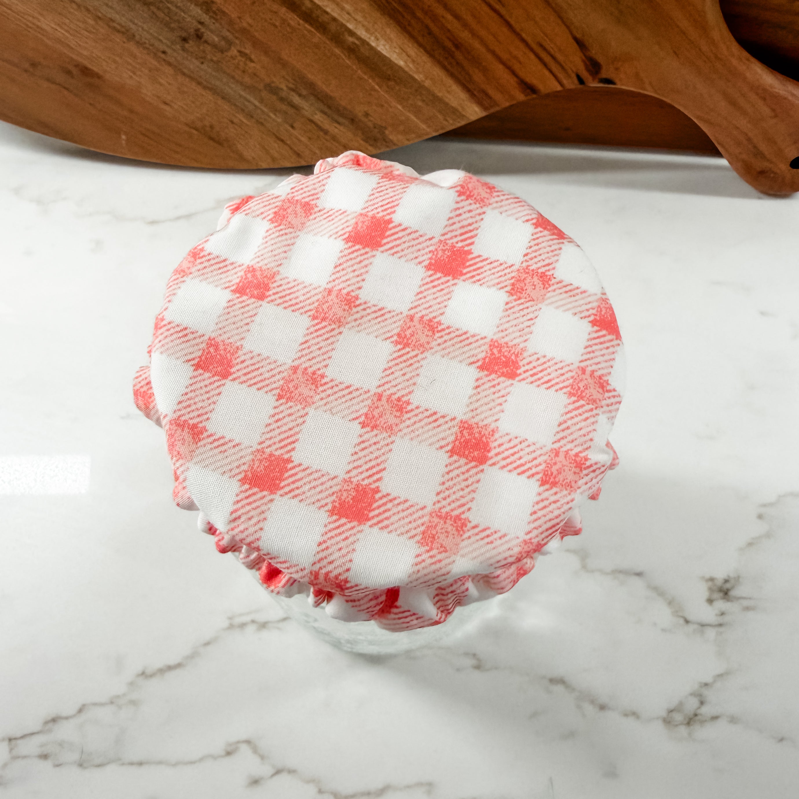 “Pink Gingham” Waterproof Jar Cover