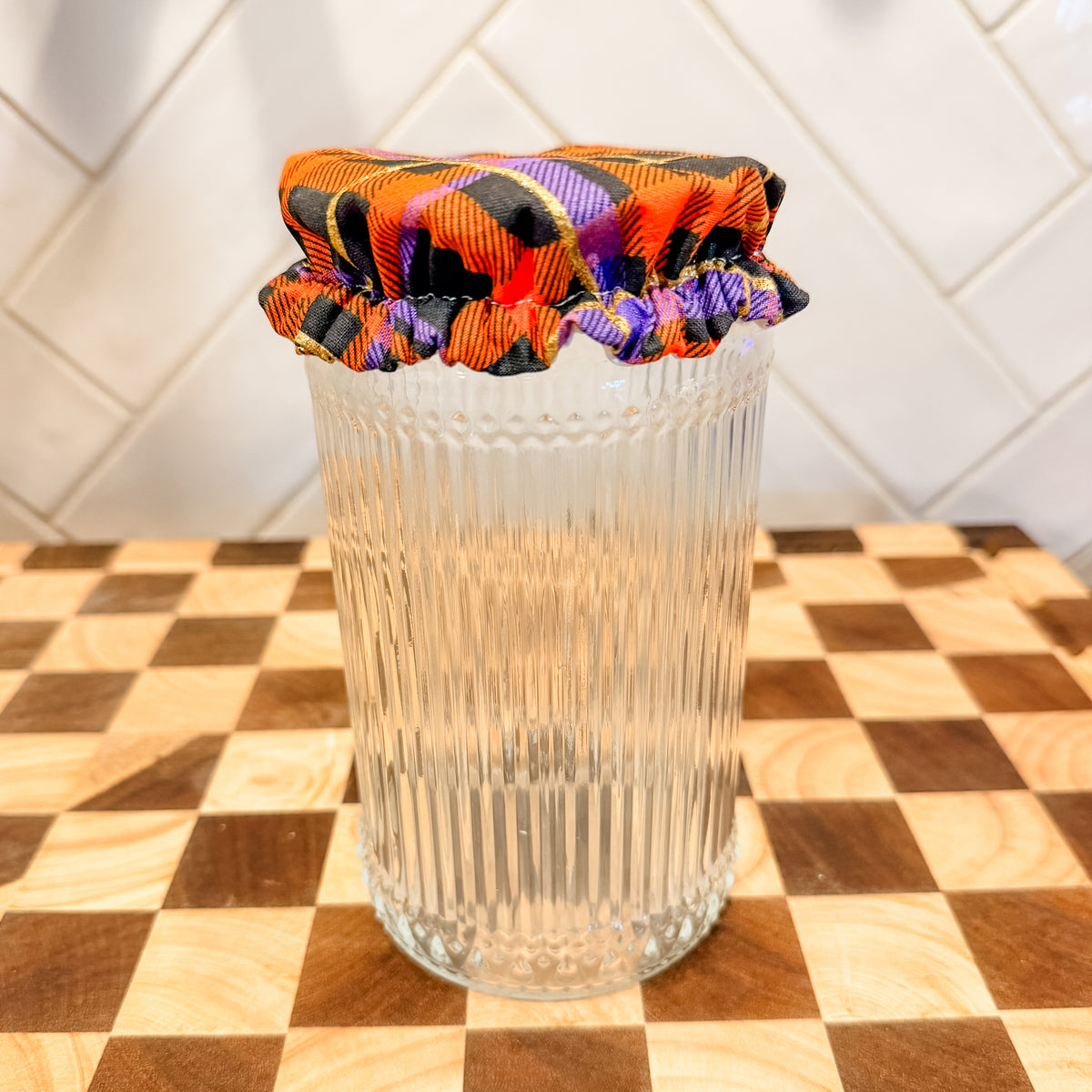 Halloween Plaid Waterproof Jar Cover