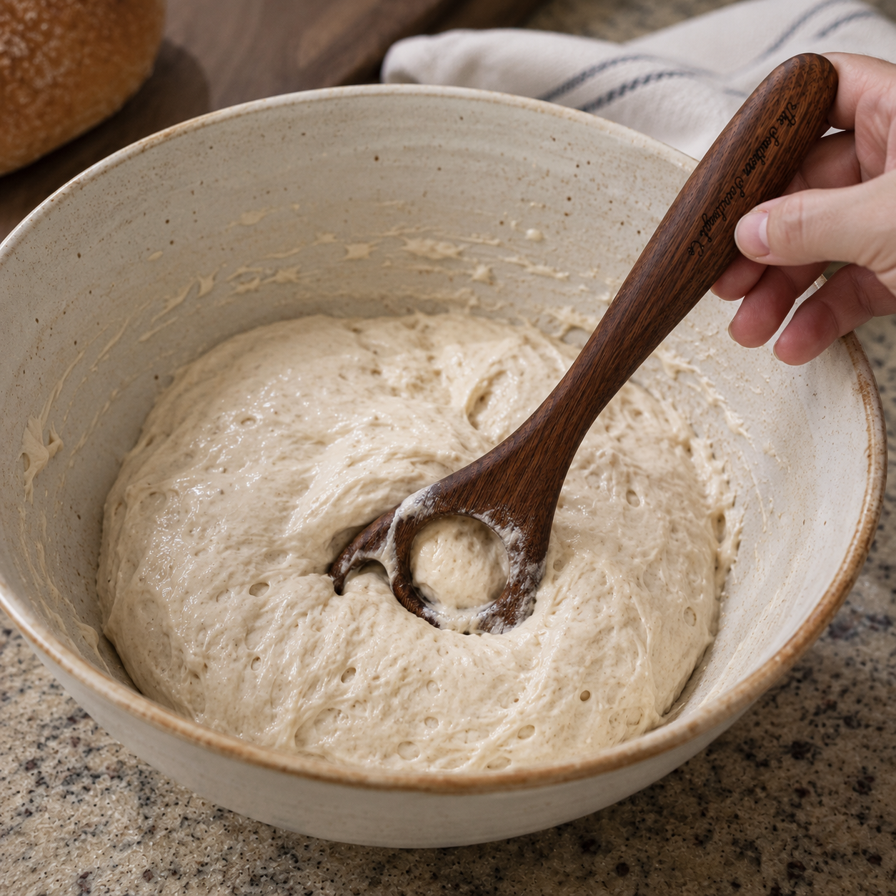 Black Walnut Bread Whisk | 12” Sourdough Dough Mixer